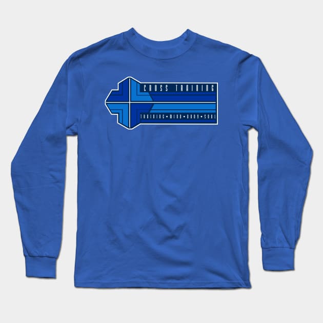 Cross training-Blue Long Sleeve T-Shirt by God Given apparel